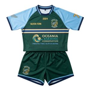 ราคาขายส่ง ชุดยูนิฟอร์มรักบี้แขนสั้นผ้าโพลีเอสเตอร์ใยสังเคราะห์ แห้งเร็ว สำหรับฤดูร้อน พิมพ์ลายโลโก้ทีมตามสั่งด้วยเทคนิค Sublimation - Product Image 1