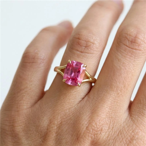 2ct Cushion Cut Pink Moissanite Split Band <b>Ring</b> <b>Solitaire</b> Engagement <b>Ring</b> Rhodium Plated 925 <b>Silver</b> Luxury Anniversary Gift for - Product Image 2