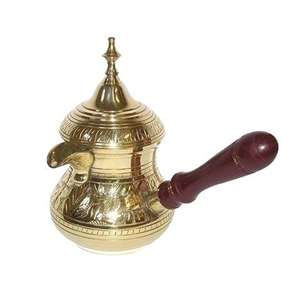 Tetera antigua de latón apta para alimentos, estilo árabe-turco, para café o té, con boquilla de cuello de cisne para verter. - Product Image 6