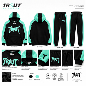 Survêtement en molleton respirant 100 % coton épais bicolore, avec logo personnalisé, sweats à capuche, vêtements d'automne, streetwear, Trout Apparel - Product Image 2