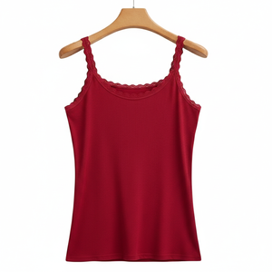 Camiseta sin mangas con cuello en V para mujer, ropa elegante de verano, camiseta sin mangas acolchada de color liso - Product Image 5