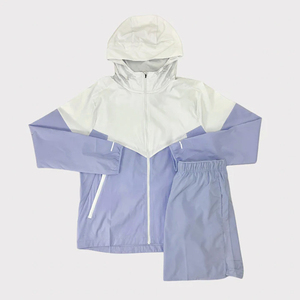 Wholesale Mens Lightweight Hoodies <b>Windbreaker</b> and Shorts Set Custom Nylon Tracksuit Private Label Manufacturer - Product Image 2