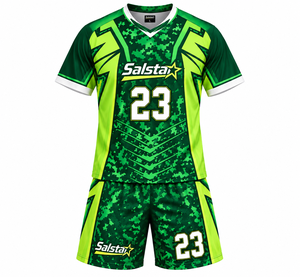 Ensemble uniforme de lacrosse Salsta pour homme, vert camouflage, maillot et short sublimés, séchage rapide, tenue de sport pour équipe - Product Image 1