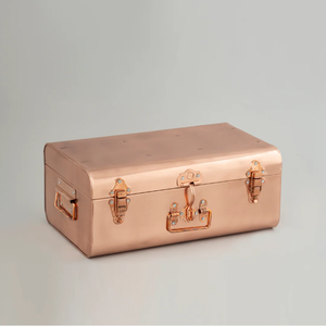 Metal <b>Storage</b> <b>Trunk</b> <b>Box</b> Rectangular Silver Copper Gold With Handles Stacking Design For Sundries Home Decor - Product Image 5
