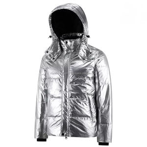 Chaquetas cortas de invierno informales personalizadas OEM al por mayor, abrigo de diseño superior con pato blanco brillante, chaquetas impermeables de talla grande para hombre - Product Image 5