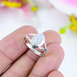 Genuine Rainbow Moonstone <b>Ring</b> 925 Solid Sterling Silver Marquise Natural Gemstone Jewelry For Women Gift - Product Image 5