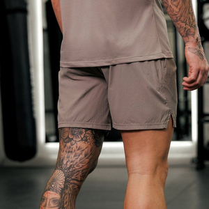Heavyweight Men's Shorts Blank Custom Logo Silicone Print 100% Cotton <b>Spray</b> Dyed Terry Streetwear Sweat Shorts for Men - Product Image 2