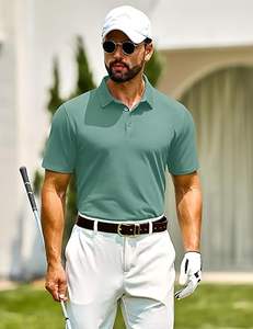 Polo de golf de qualité supérieure, manches courtes, performance tactique, t-shirts en coton piqué doux, 3 boutons, chemises classiques - Product Image 1
