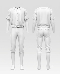 Men <b>Baseball</b> Uniform Set White Polyester Jersey Pants Button Closure Regular Fit All Seasons Breathable Sport Apparel - Product Image 1