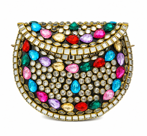 Handcrafted Metal Mosaic <b>Clutch</b> Bag Crystal Embellished Evening Purse Luxury Party <b>Wedding</b> Handbag - Product Image 5