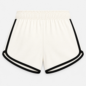 Shorts de course rétro pour femmes, taille élastique, style sportif contrastant, shorts respirants en polyester et élasthanne tricotés - Product Image 5