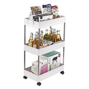 Carrello portaoggetti multifunzionale a 3 strati in acciaio inossidabile e plastica, mobiletto per cucina/bagno/lavanderia per spazi stretti - Product Image 6