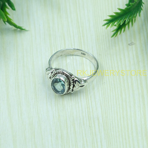 Anillo de Topacio Azul Natural en Plata de Ley 925, Hecho a Mano, Corte Ovalado Vintage, para Mujer, Proveedor de Joyería al por Mayor - Product Image 3