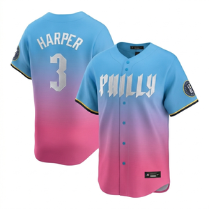 Maillot de baseball personnalisé pour équipe, Philadelphia, bleu dégradé, maille cousue, unisexe, sublimé, anti-UV - Product Image 1