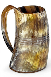 Natürlicher Horn-Bierkrug mit Handgeschnitztem Wikingerschiff Rustikaler Antiker Stil Trinkbecher Mittelalterliche Heimdekoration - Product Image 6