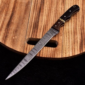 Handmade Damascus Fillet <b>Knife</b> with Premium Wood Handle – Razor <b>Sharp</b> Boning & Fishing <b>Knife</b> – Custom Pattern Steel Blade - Product Image 5