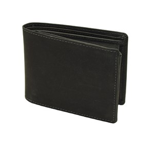 Cartera Bifold de Cuero Genuino para Hombre, Diseño Minimalista, Cierre Plegable, Uso Diario, Color Negro Vintage, Estilo Regalo, Hecha a Mano, Caja OEM - Product Image 1