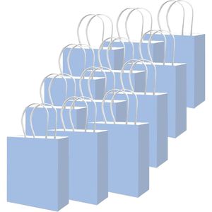 Confezione da 100 Sacchetti Regalo in Carta Azzurra con Manici 21x7.6x15.2 cm, Formato Piccolo per Molteplici Usi, Inclusi Bomboniere - Product Image 1
