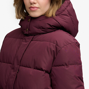 <b>Women's</b> <b>Burgundy</b> Quilted Puffer <b>Jacket</b> With Pillow Collar Full Sleeve Winter Outerwear Warm Thick <b>Women</b> Padded <b>Jacket</b> - Product Image 5