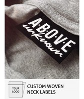 Étiquettes tissées en gros de qualité supérieure pour vêtements, étiquettes de taille à coudre pour col, étiquettes textiles pour vêtements avec découpe laser