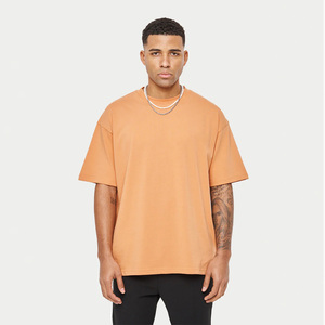 T-shirts d'été pour hommes en tricot, coupe ample, anti-boulochage, respirants, séchage rapide, motif uni, col rond, 320 GSM, haute qualité, sur mesure - Product Image 1