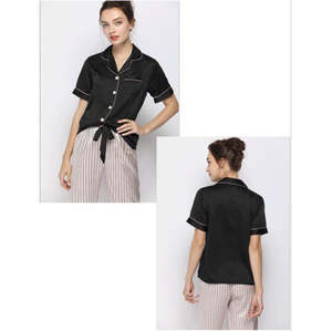 Ensemble de pyjama en satin à pois pour femmes, deux pièces, boutonné, manches longues, vêtements de nuit - Product Image 6