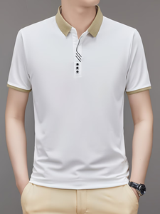 Chemise de golf décontractée pour homme, en jersey écologique, à manches courtes, avec col classique, 220 grammes - Product Image 4