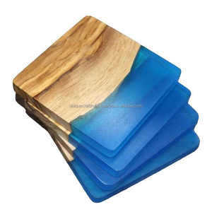 Meilleures ventes : Sous-verres carrés de luxe en bois et résine époxy, durables et tendance, pour boissons et décoration élégante, à prix compétitifs - Product Image 1