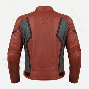 แจ็คเก็ตหนังแท้สำหรับขี่มอเตอร์ไซค์คุณภาพดีที่สุดสำหรับผู้ชาย รุ่นใหม่ล่าสุดสำหรับฤดูหนาว พร้อมแผ่นป้องกันที่ถอดออกได้ สามารถสั่งทำได้ - Product Image 2