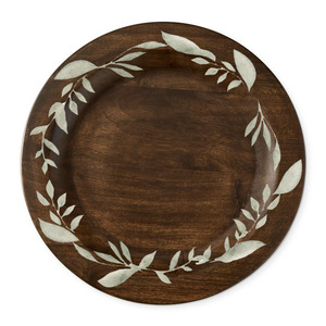 Wholesale Rustic Wood Charger <b>Plate</b> Botanical Print Dinner Decorative Serving Platter Table <b>Mat</b> Decor for Hotel Restaurant <b>Plate</b> - Product Image 1