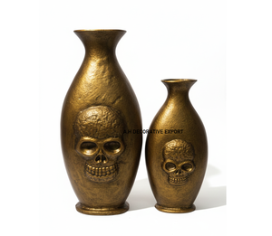 Decoración de Esqueleto con Acabado Dorado Antiguo - Urna de Metal con Flores en Relieve para un Estilo Gótico Glamuroso - Detalles de Calaveras Doradas - Product Image 4