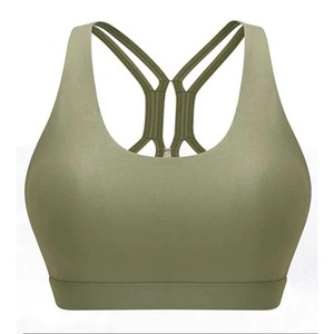 women's plus size seamless high support v neck sports <b>bra</b> removable pads four way <b>stretch</b> breathable workout <b>bra</b> comfortable fit - Product Image 1