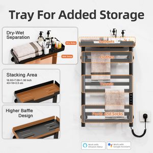 SIOYIE Toallero Eléctrico de Pared con 8 Barras, Control por App Wi-Fi, Temporizador Ajustable y Estante, Calentador de Toallas - Product Image 5