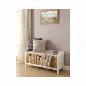 Banco de ratán para decoración del hogar con 3 Cestas tejidas, almacenamiento, asientos de entrada - Product Image 3