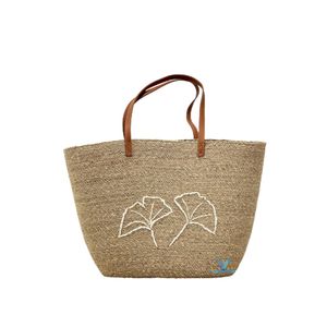 Sac fourre-tout décontracté pour femme en coton et jonc de mer tressé, fait main, style bohème, avec bandoulière réglable et fermeture à bouton, taille personnalisable - Product Image 5