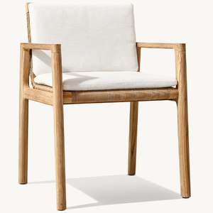 Silla individual de madera de teca con detalles de ratán, ideal para una terraza cómoda y agradable para uso en exteriores, resistente a la putrefacción. - Product Image 3
