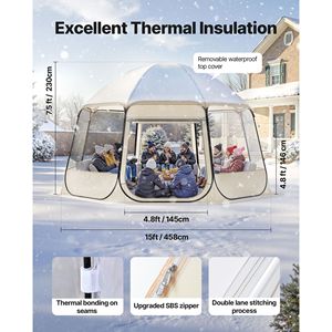 Tente de camping pop-up transparente, imperméable et résistante aux UV, 15x13.8 pieds, pour jardins extérieurs - Product Image 5