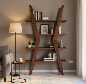 <b>Modern</b> Wooden Ladder Bookcase 4 <b>Shelves</b> Freestanding Backless Storage Rack for Living Room Home Office - Product Image 5