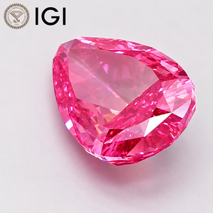 เพชรรูปทรงลูกแพร์สังเคราะห์ที่ได้รับการรับรองจาก IGI สีชมพูสดใส VVS2 สำหรับทำเครื่องประดับ - Product Image 3