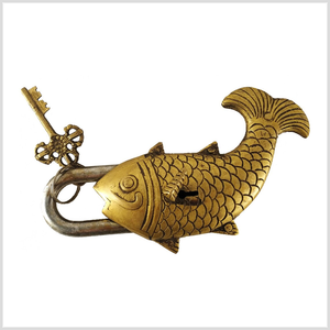 Cadenas décoratif vintage en laiton, style antique, avec clés, design orné gravé, quincaillerie rustique pour la décoration intérieure - Product Image 5