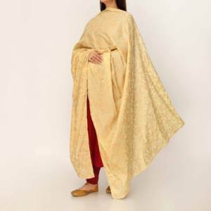 Mousseline de soie unie jaune Dupatta PD5501 accessoire de robes de cocktail élégantes - Product Image 1