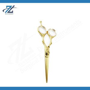 Barber Scissors Professional Salon Use Stainless Steel Sharp Blades Beauty Manicure <b>Care</b> Gold Color Pakistan - Product Image 3