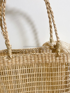 Bolso de paja hecho a mano para mujer, bolsa tejida de algas marinas para vacaciones de verano para niña y mujer, venta al por mayor - Product Image 4