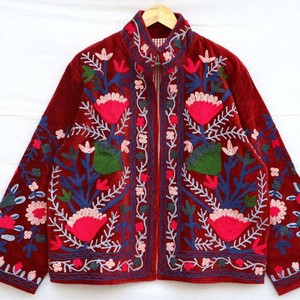 Handmade Suzani Embroidered Cotton Jacket Indian Floral Overcoat Boho Ethnic <b>Coat</b> <b>for</b> <b>Women</b> Autumn Winter Reversible Breathable - Product Image 1