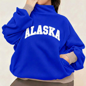 เสื้อสเวตเชิ้ตผ้าฟลีซคอตั้งทรงหลวมไหล่ตกสีเหลืองแบบกำหนดเองสำหรับผู้หญิง สวมใส่สบายในฤดูหนาว ขายส่งในสหรัฐอเมริกา สหราชอาณาจักร ยุโรป รับผลิตแบบ OEM - Product Image 4