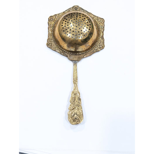 Golden Brass Made Durable <b>Tea</b> Strainer with Long Handle Fine Hole <b>Infuser</b> for Herbal <b>Tea</b> and Spices Vintage Stylish Strainer - Product Image 2