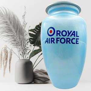 Urna Conmemorativa para Cenizas de Adultos, Estilo Americano, con Emblema de la Fuerza Aérea de Estados Unidos, Esmaltada, Blanca, de 200 Pulgadas Cúbicas, Marca LU - Product Image 2