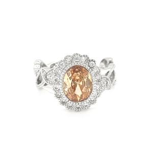 Classic Fashion Radiant Cut CZ Stone Bridal Ring Brass Jewelry with Rhodium Plating - Product Image 5