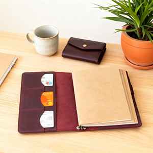 Housse de carnet en cuir véritable pliable de luxe, idéale pour les voyages, avec protection, rechargeable, porte-journal quotidien NBC-0022 - Product Image 3
