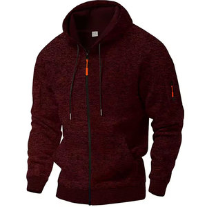 Veste à capuche zippée en molleton épais 100 % coton pour homme, multi-poches, anti-boulochage, idéale pour le sport et l'automne – Vente en gros - Product Image 3